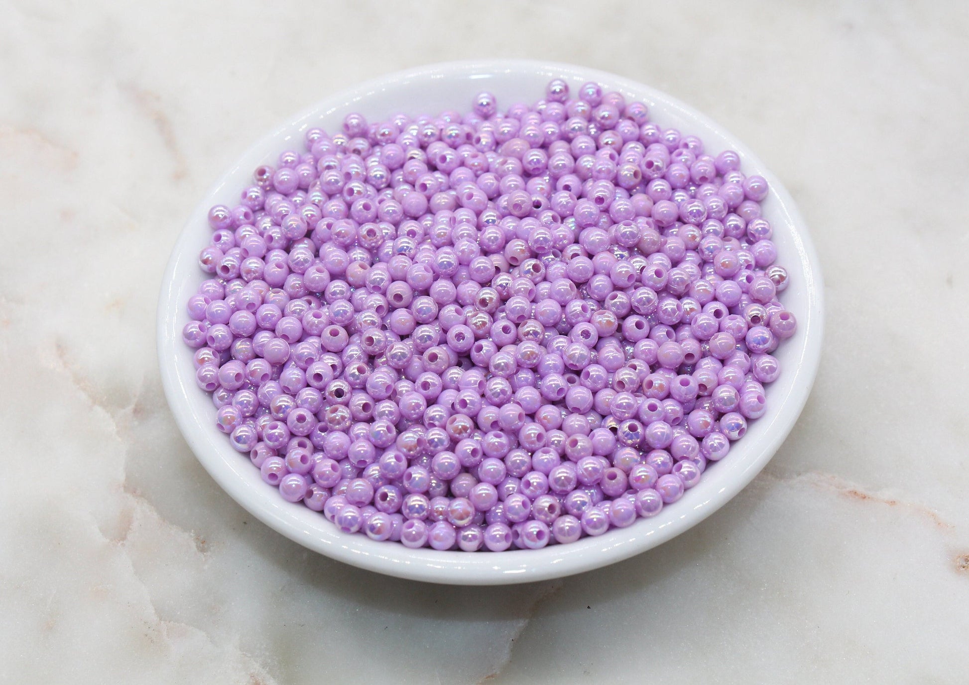 4mm Lavender Purple AB Round Beads, Iridescent Acrylic Gumball Beads, Bubblegum Beads, Plastic Round Smooth Bead #3018