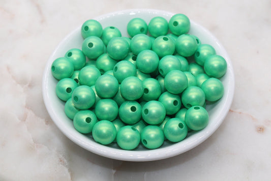 12mm Green Shimmer Gumball Beads, Round Acrylic Loose Beads, Bubblegum Beads, Chunky Beads, Plastic Beads, Jewelry Making Beads #3020