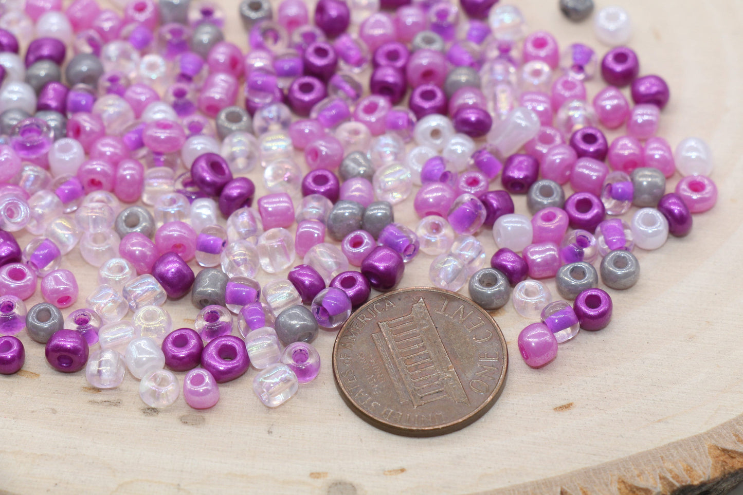 Mix Purple Pink and White Glass Seed Beads, 4mm 6/0 Glass Seed Beads, Multicolor Seed Beads, Rocailles Beads, Bracelet Beads #3057