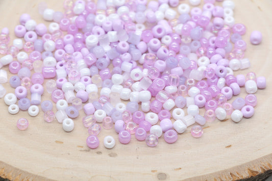 Mix Purple and White Glass Seed Beads, 4mm 6/0 Glass Seed Beads, Multicolor Seed Beads, Rocailles Beads, Bracelet Beads, #3061