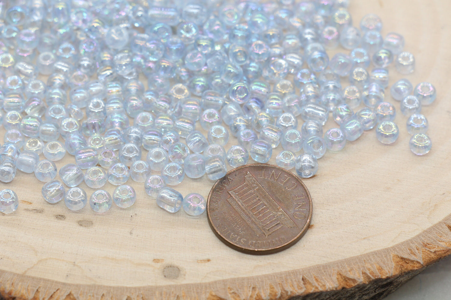 Blue Transparent AB Glass Seed Beads, 4mm 6/0 Glass Round Beads, Rainbow Trans Seed Beads, Rocailles Beads, Beading Supplies #647