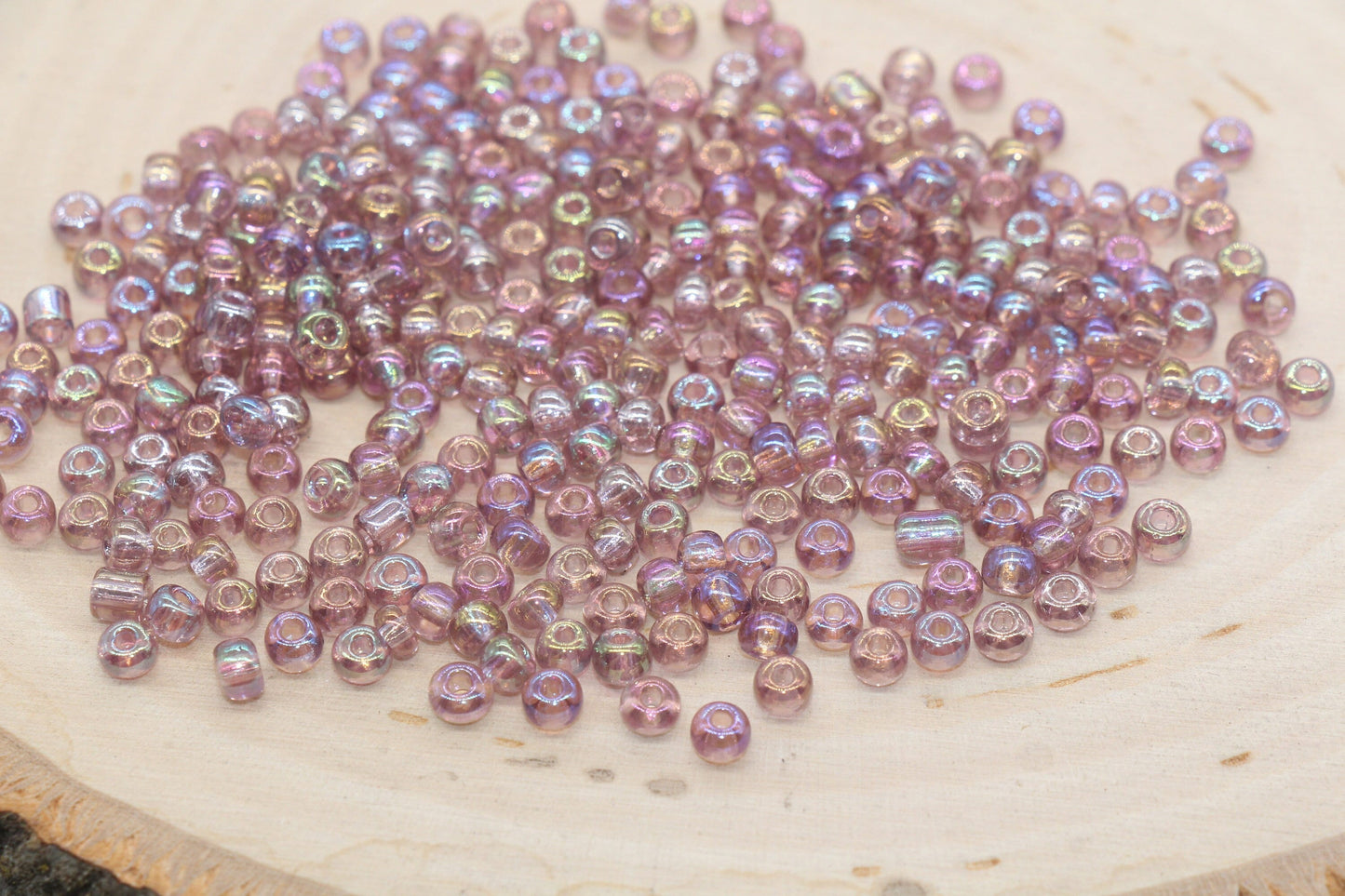 Iridescent Transparent AB Glass Seed Beads, 4mm 6/0 Glass Round Beads, Rainbow Trans Seed Beads, Rocailles Beads, Beading Supplies #3063