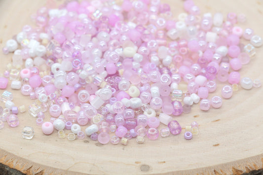 Mix Pink and Purple Glass Seed Beads, 3mm- 4mm Glass Seed Beads, Multicolor Seed Beads, Rocailles Beads, Bracelet Beads #3070