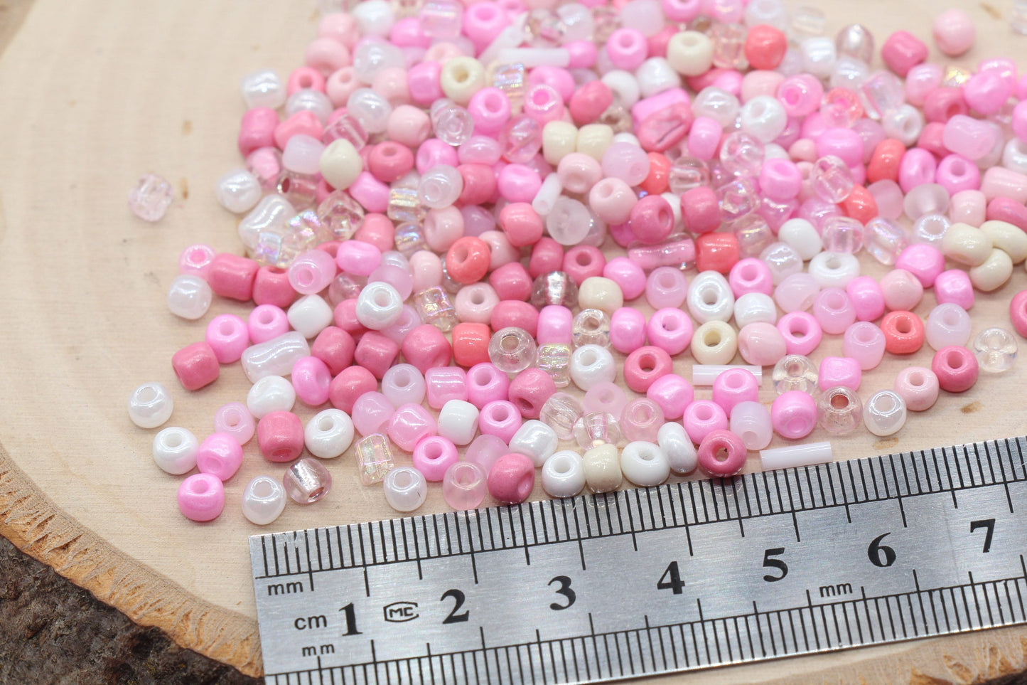 Mix Pink and White Glass Seed Beads, Size 4mm 6/0 Glass Seed Beads, Multicolor Seed Beads, Rocailles Beads, Bracelet Beads #3076