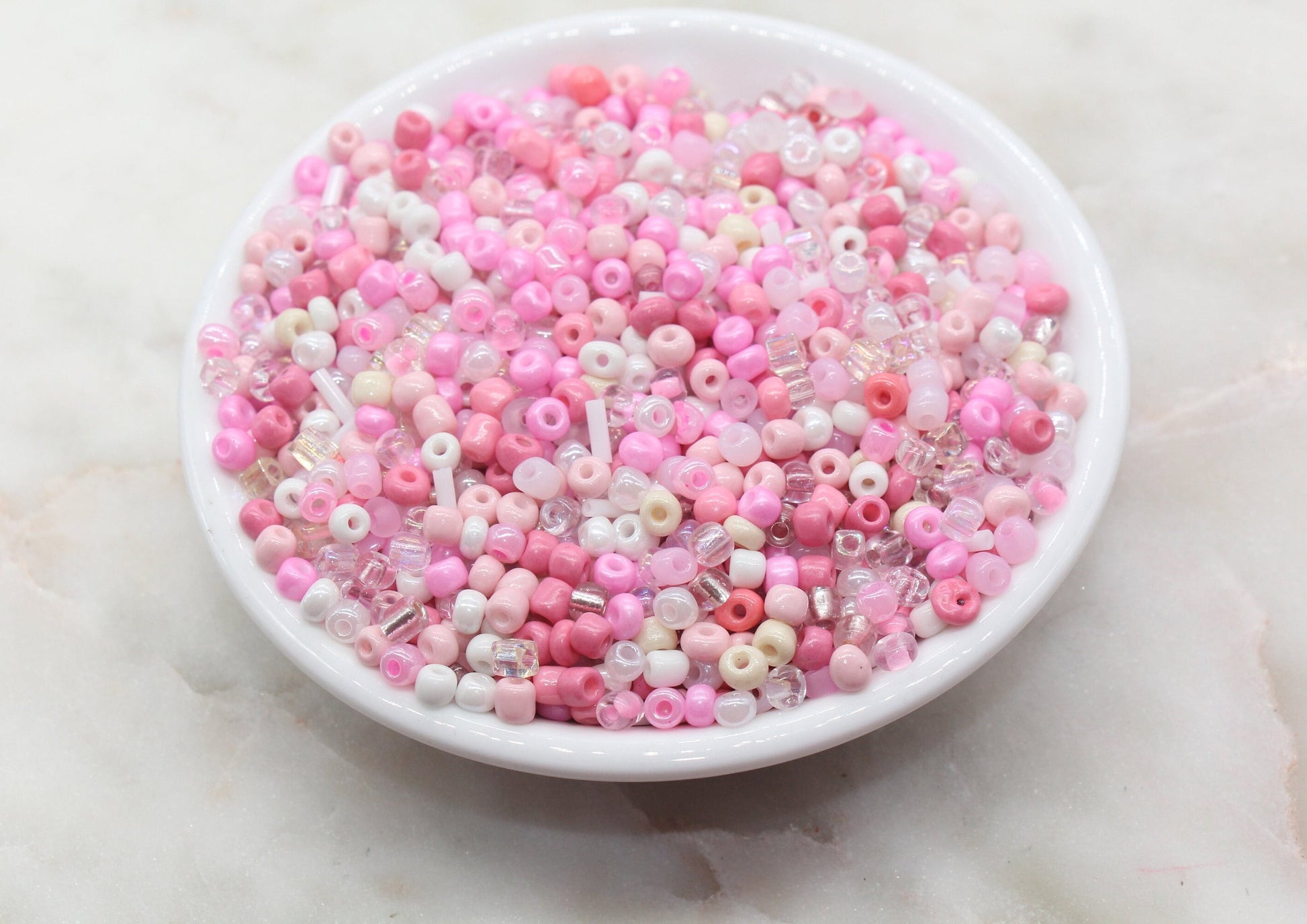 Mix Pink and White Glass Seed Beads, Size 4mm 6/0 Glass Seed Beads, Multicolor Seed Beads, Rocailles Beads, Bracelet Beads #3076