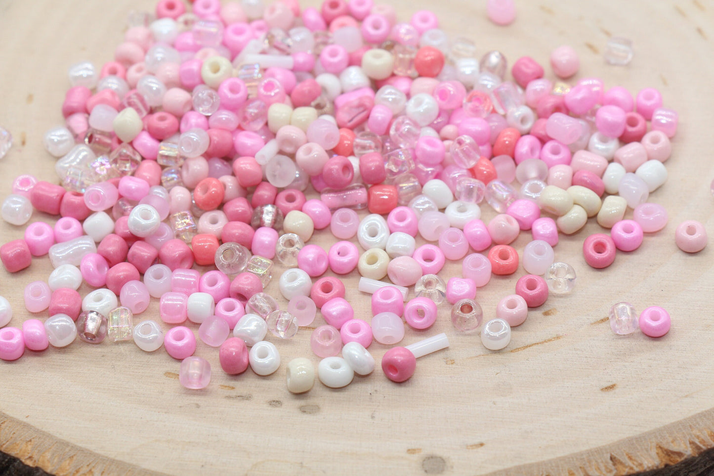 Mix Pink and White Glass Seed Beads, Size 4mm 6/0 Glass Seed Beads, Multicolor Seed Beads, Rocailles Beads, Bracelet Beads #3076