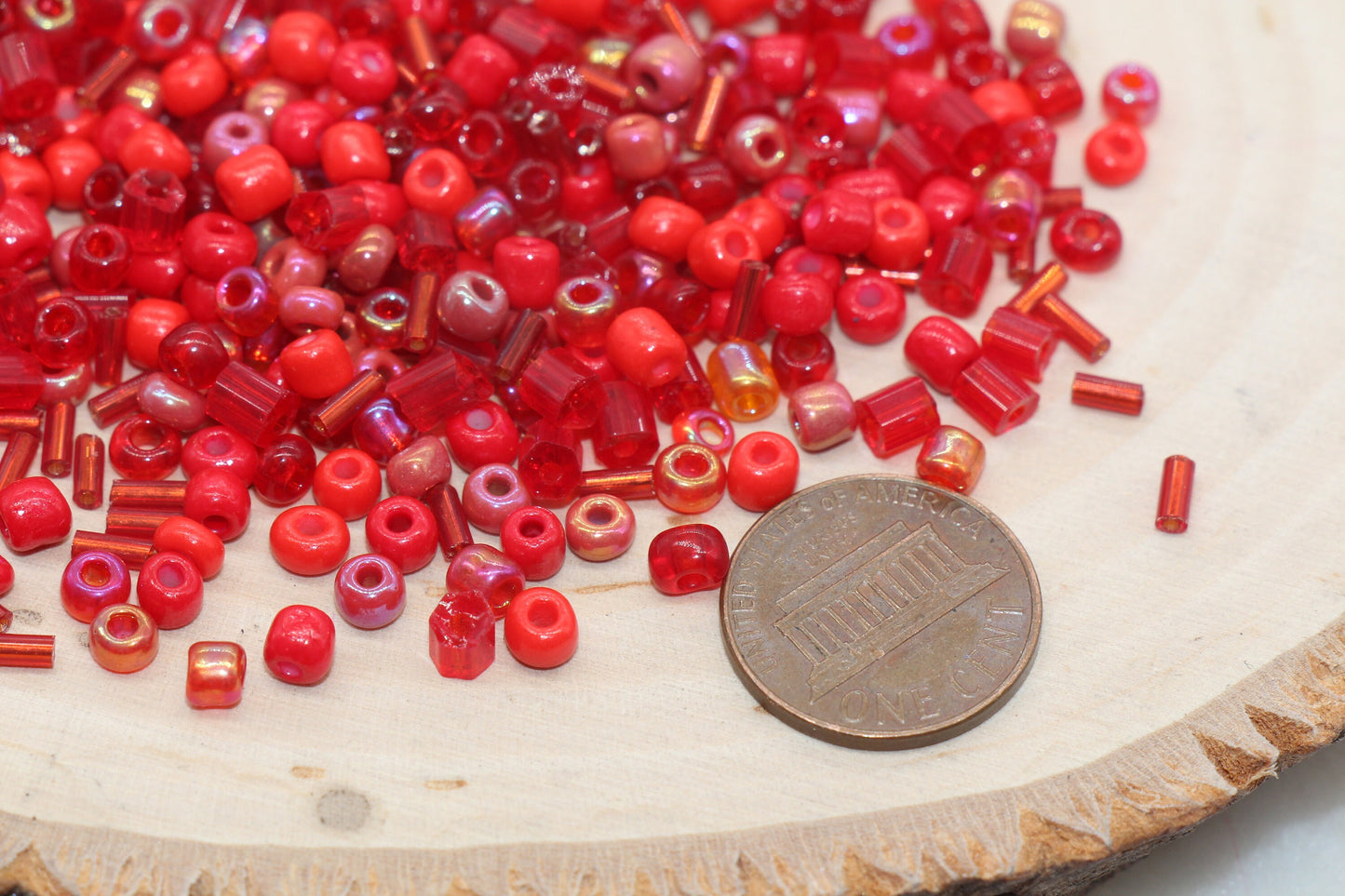 Mix Red Glass Seed Beads, Size 4mm 6/0 Glass Seed Beads, Multicolor Seed Beads, Rocailles Beads, Bracelet Beads #3080