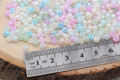 Mix Creamy Glass Seed Beads, Size 4mm 6/0 Glass Seed Beads, Multicolor Seed Beads, Rocailles Beads, Bracelet Beads #3082