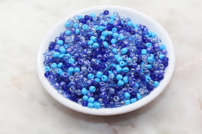 Mix Blue Glass Seed Beads, Size 4mm 6/0 Glass Seed Beads, Multicolor Seed Beads, Rocailles Beads, Bracelet Beads #3084