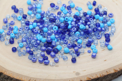 Mix Blue Glass Seed Beads, Size 4mm 6/0 Glass Seed Beads, Multicolor Seed Beads, Rocailles Beads, Bracelet Beads #3084