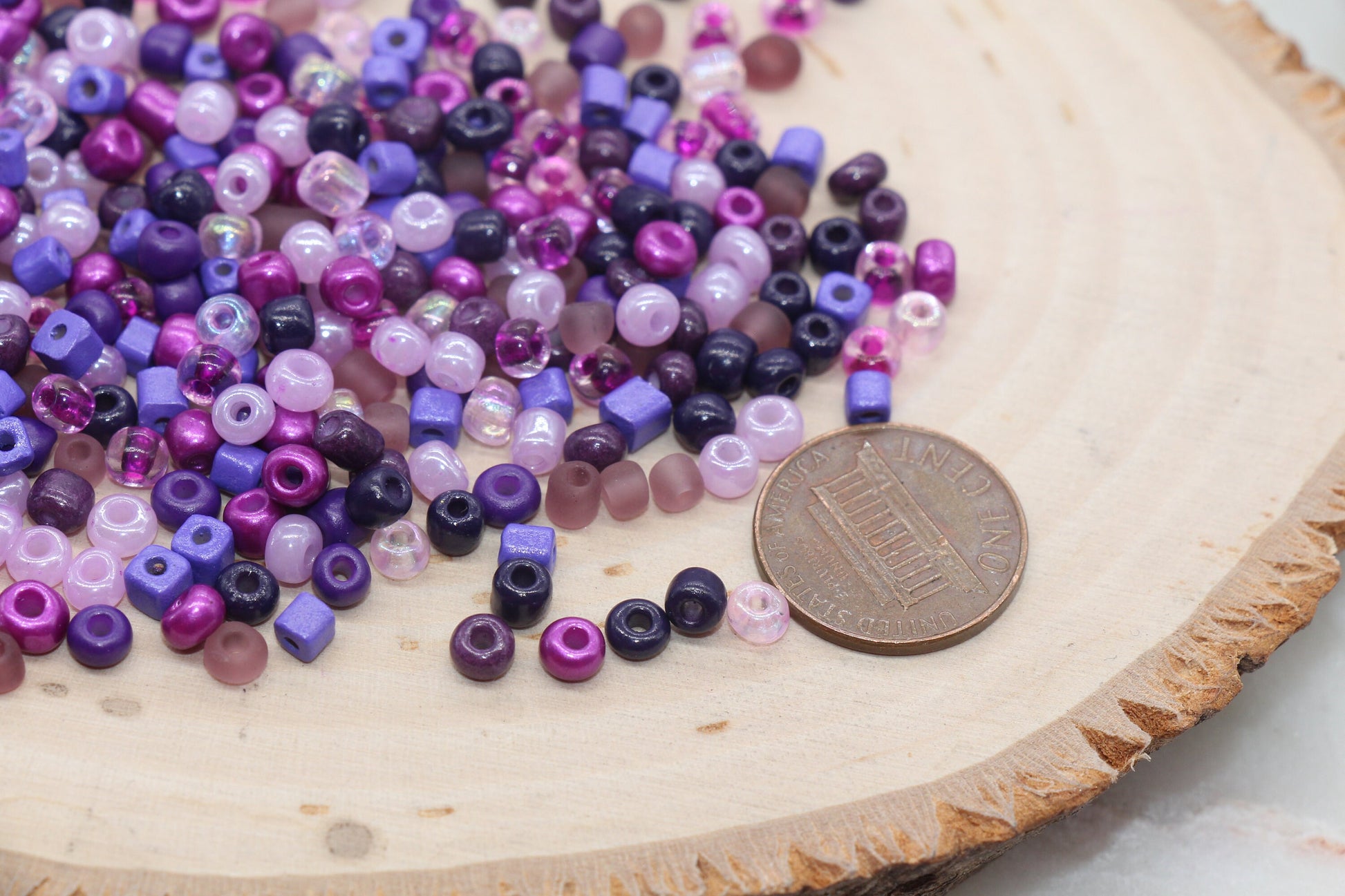 Mix Purple and Pink Glass Seed Beads, Size 4mm 6/0 Glass Seed Beads, Multicolor Seed Beads, Rocailles Beads, Bracelet Beads #3086