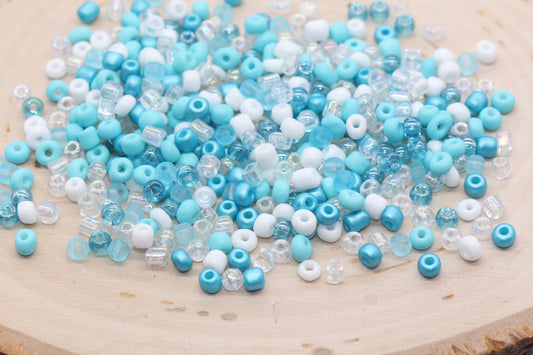 Mix Blue and White Glass Seed Beads, Size 4mm 6/0 Glass Seed Beads, Multicolor Seed Beads, Rocailles Beads, Bracelet Beads #3087