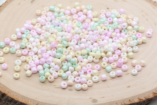 Mix Creamy Glass Seed Beads, Size 4mm 6/0 Glass Seed Beads, Multicolor Seed Beads, Rocailles Beads, Bracelet Beads #3092