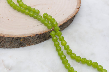 Green Jade Beads, Smooth Gemstone Round Loose Beads, Size 6mm 8mm 10mm #273