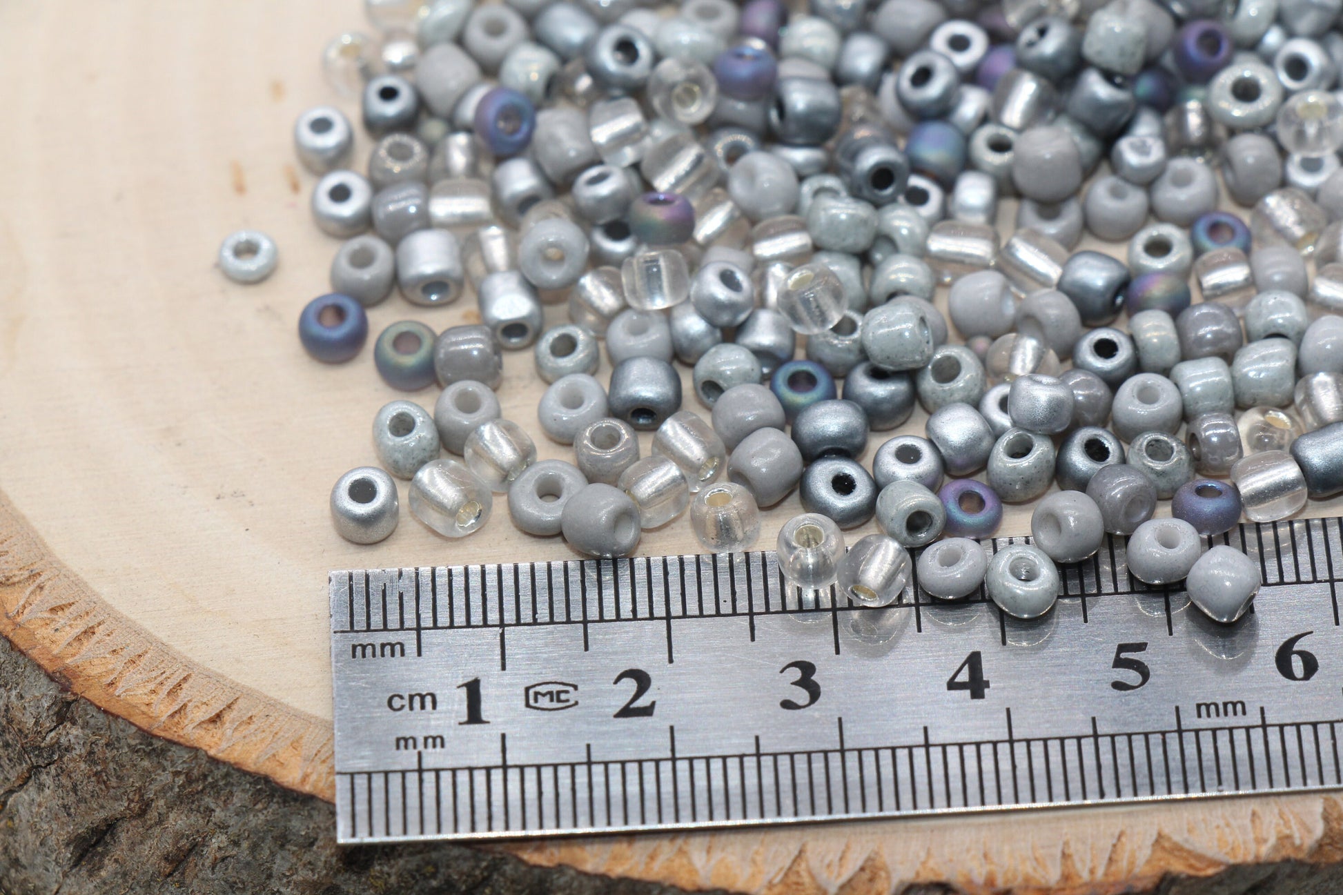 Mix Silver Gray Glass Seed Beads, Size 4mm 6/0 Glass Seed Beads, Multicolor Seed Beads, Rocailles Beads, Bracelet Beads #3096