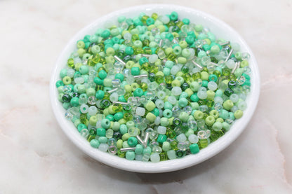 Mix Green Glass Seed Beads, Size 4mm 6/0 Glass Seed Beads, Multicolor Seed Beads, Rocailles Beads, Bracelet Beads #3105