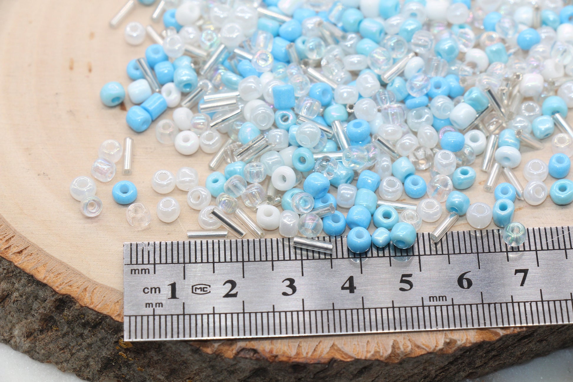 Mix Blue and White Glass Seed Beads, Size 4mm 6/0 Glass Seed Beads, Multicolor Seed Beads, Rocailles Beads, Bracelet Beads #3106