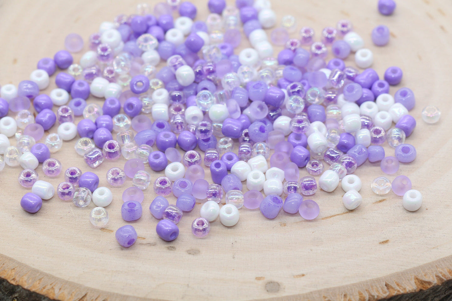 Mix Purple and White Glass Seed Beads, Frosted Purple 4mm 6/0 Glass Seed Beads, Multicolor Seed Beads, Rocailles Beads, Bracelet Beads #3109