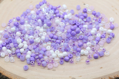 Mix Purple Pink and White Glass Seed Beads, Size 4mm 6/0 Glass Seed Beads, Multicolor Seed Beads, Rocailles Beads, Bracelet Beads #3113