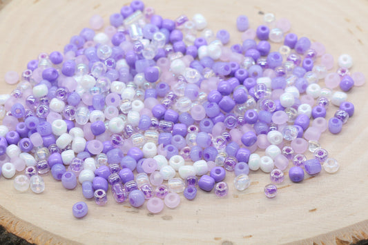Mix Purple Pink and White Glass Seed Beads, Size 4mm 6/0 Glass Seed Beads, Multicolor Seed Beads, Rocailles Beads, Bracelet Beads #3113