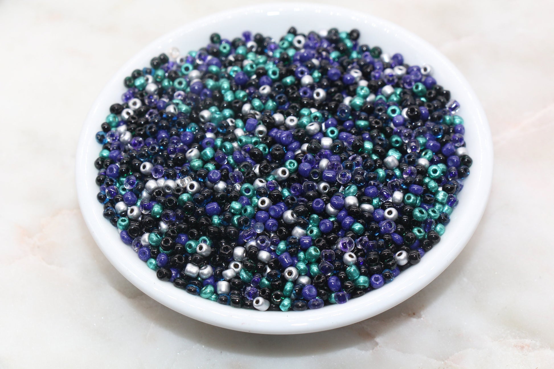 Mix Blue Black Silver Glass Seed Beads, 3mm Glass Seed Beads, Rocailles Beads, Beading Supplies, Bracelet Beads, Jewelry Making Beads #3119