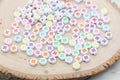 7mm White with Multicolor Clover Acrylic Symbol Beads