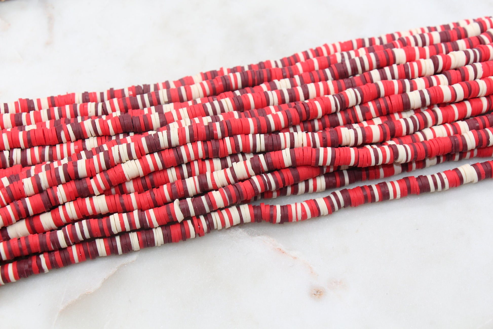 6mm Multicolor Heishi Beads, Red Mix Polymer Clay Disc Beads, African Disc Beads, Vinyl Heishi, Jewelry Making Beads, Full Strand #514