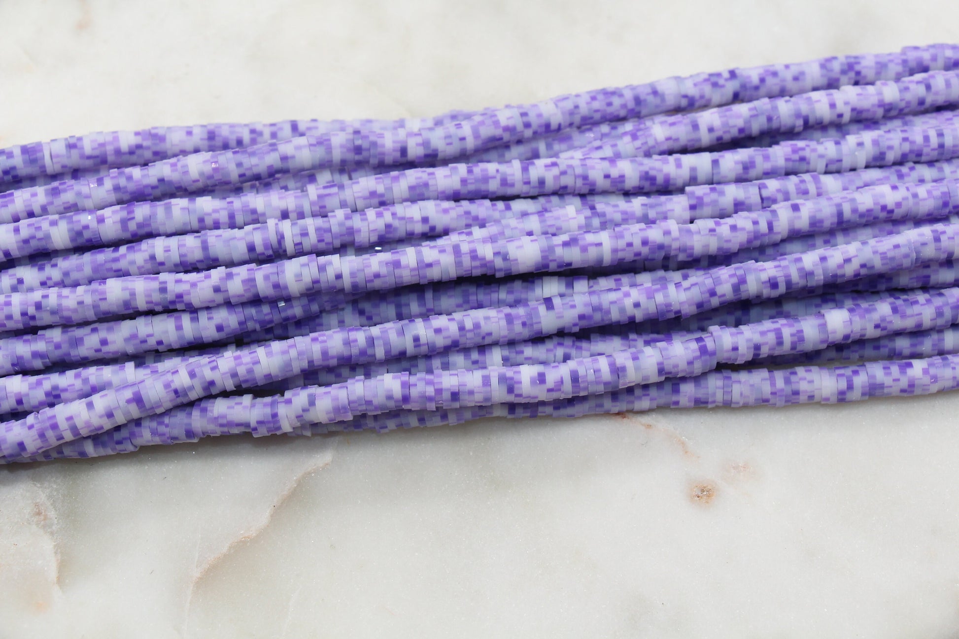 6mm Purple Speckled Heishi Beads, Purple Dotted Speckled Polymer Clay Disc Beads, African Disc Beads, Jewelry Making Beads, Full Strand #525