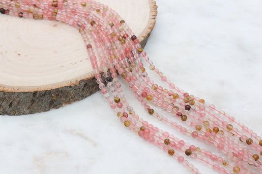 Cherry Quartz Beads, Multicolor Quartz Beads, Smooth Round Quartz Beads, Sizes 4mm 6mm 8mm 10mm 12mm, Full Strand 15.5 inch, #91