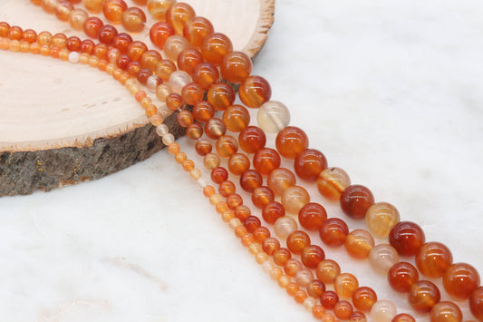 Orange Red Agate Beads, Agate Gemstone Smooth Round Beads, Jewelry Making Beads, Size 4mm 6mm 8mm 10mm 12mm, #82