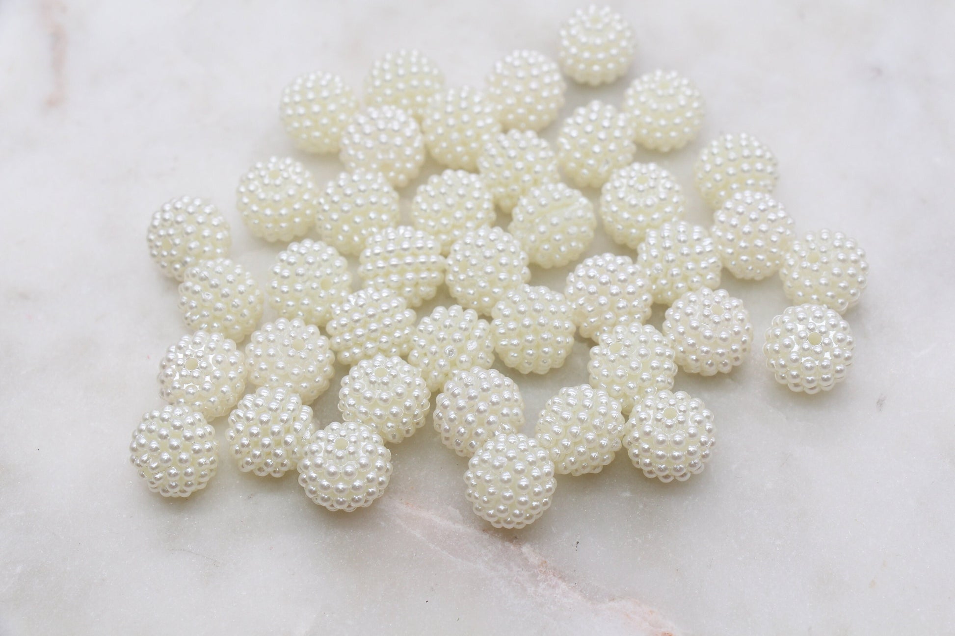 12mm Ivory Berry Beads, Acrylic Beads, Round Acrylic Loose Beads, Bubblegum Beads, Chunky Beads, Beads for Bracelet #2989