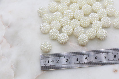 12mm Ivory Berry Beads, Acrylic Beads, Round Acrylic Loose Beads, Bubblegum Beads, Chunky Beads, Beads for Bracelet #2989