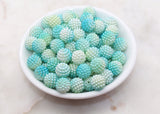 12mm Blue and Green Ombre Berry Beads, Imitation Pearl Acrylic Beads, Pearly Round Acrylic Loose Beads, Bubblegum Beads, Chunky Beads #3001
