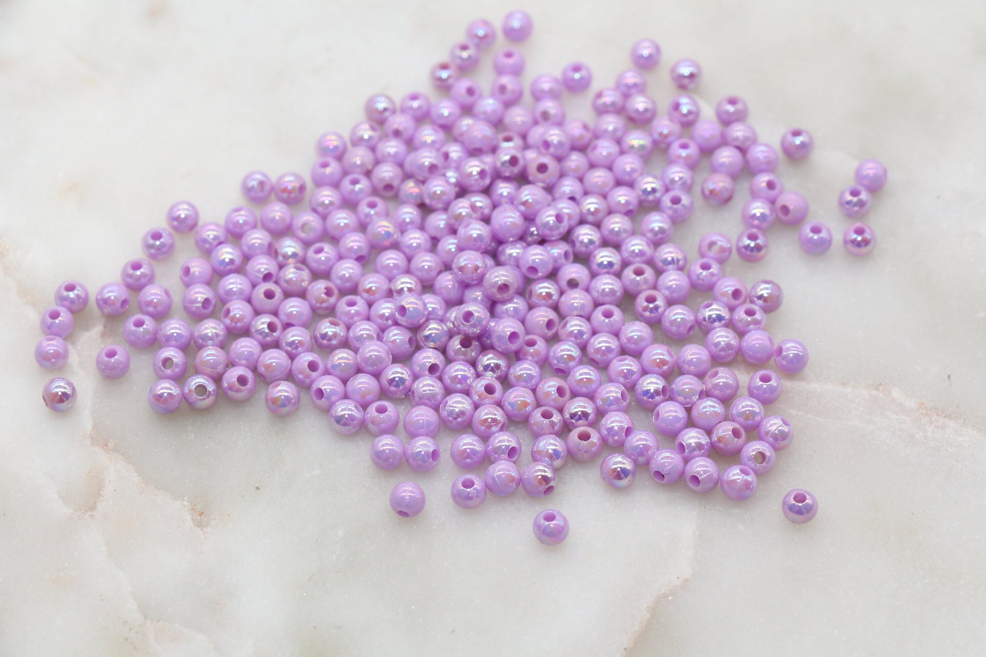 4mm Lavender Purple AB Round Beads, Iridescent Acrylic Gumball Beads, Bubblegum Beads, Plastic Round Smooth Bead #3018