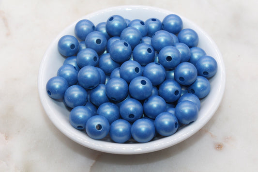 12mm Royal Blue Shimmer Gumball Beads, Round Acrylic Loose Beads, Bubblegum Beads, Chunky Beads, Plastic Beads, Jewelry Making Beads #3019