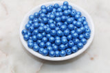 8mm Royal Blue Shimmer Gumball Beads, Round Acrylic Loose Beads, Bubblegum Beads, Chunky Beads, Smooth Round Plastic Beads #3028
