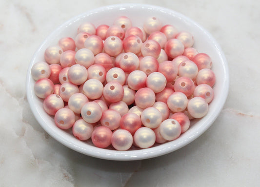 10mm Peach Ombre Shimmer Gumball Beads, Round Acrylic Loose Beads, Bubblegum Beads, Chunky Beads, Gumball Beads, Smooth Plastic Beads #3030