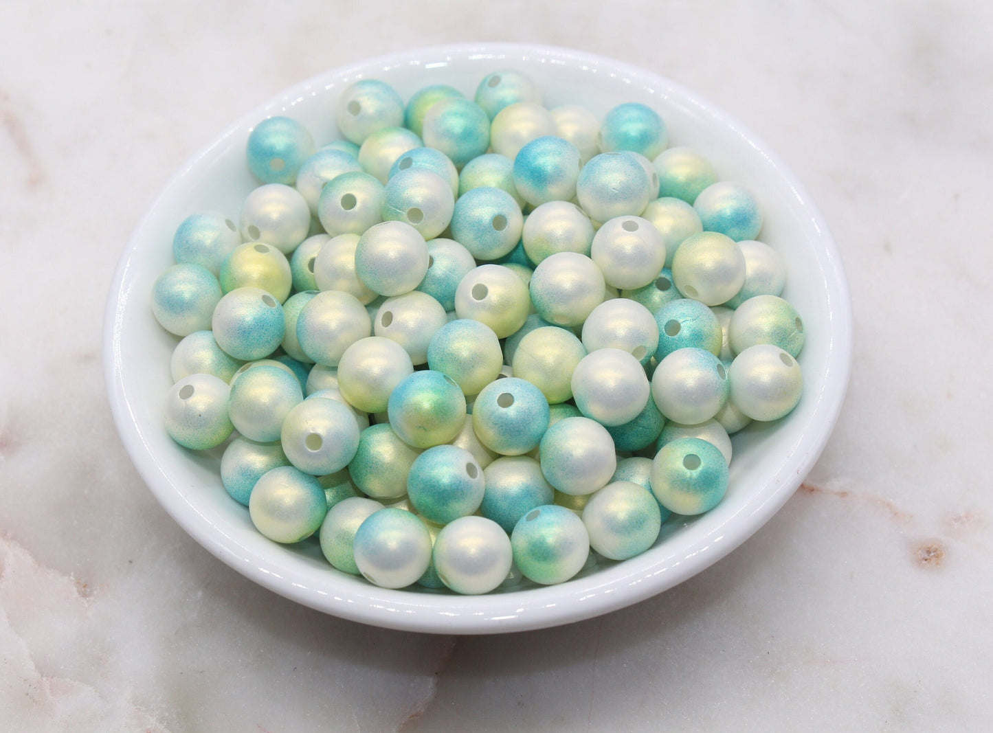 10mm Blue and Green Ombre Shimmer Gumball Beads, Round Acrylic Loose Beads, Bubblegum Beads, Chunky Beads, Smooth Plastic Beads #3031