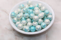 12mm Blue Ombre Shimmer Faux Pearl Acrylic Beads