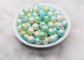 12mm Blue and Green Ombre Shimmer Faux Pearl Acrylic Beads