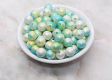 12mm Blue and Green Ombre Shimmer Gumball Beads, Round Acrylic Loose Beads, Bubblegum Beads, Chunky Beads, Jewelry Making Beads #3044