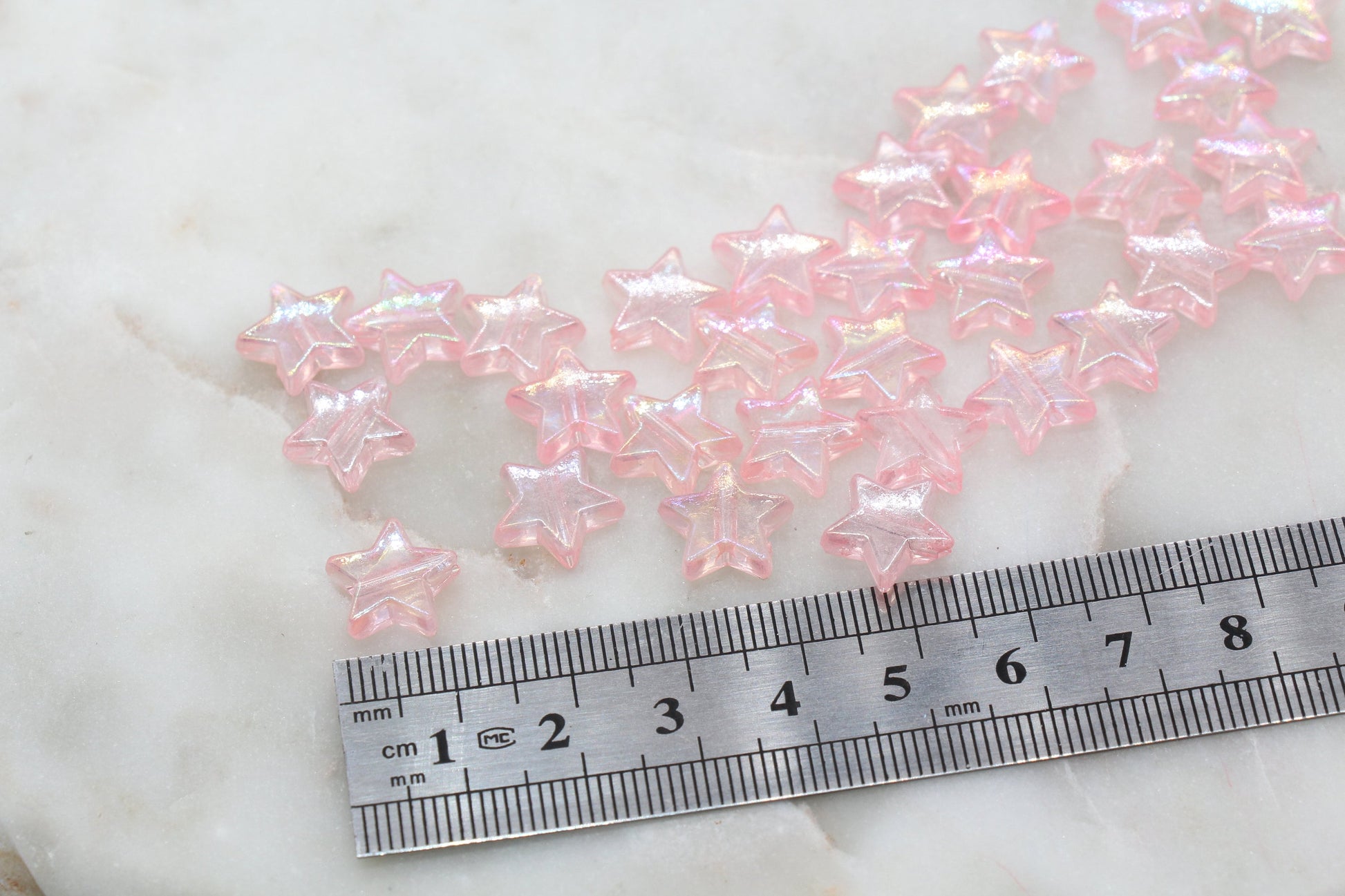 Iridescent Star Shape Beads, Pink AB Acrylic Star Beads, Jewelry Making Beads #3052