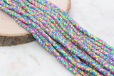 6mm Pink Blue and Yellow Mix Speckled Heishi Beads, Mix Dotted Polymer Clay Disc Beads, African Disc Beads, Bracelet Beads, Full Strand #625