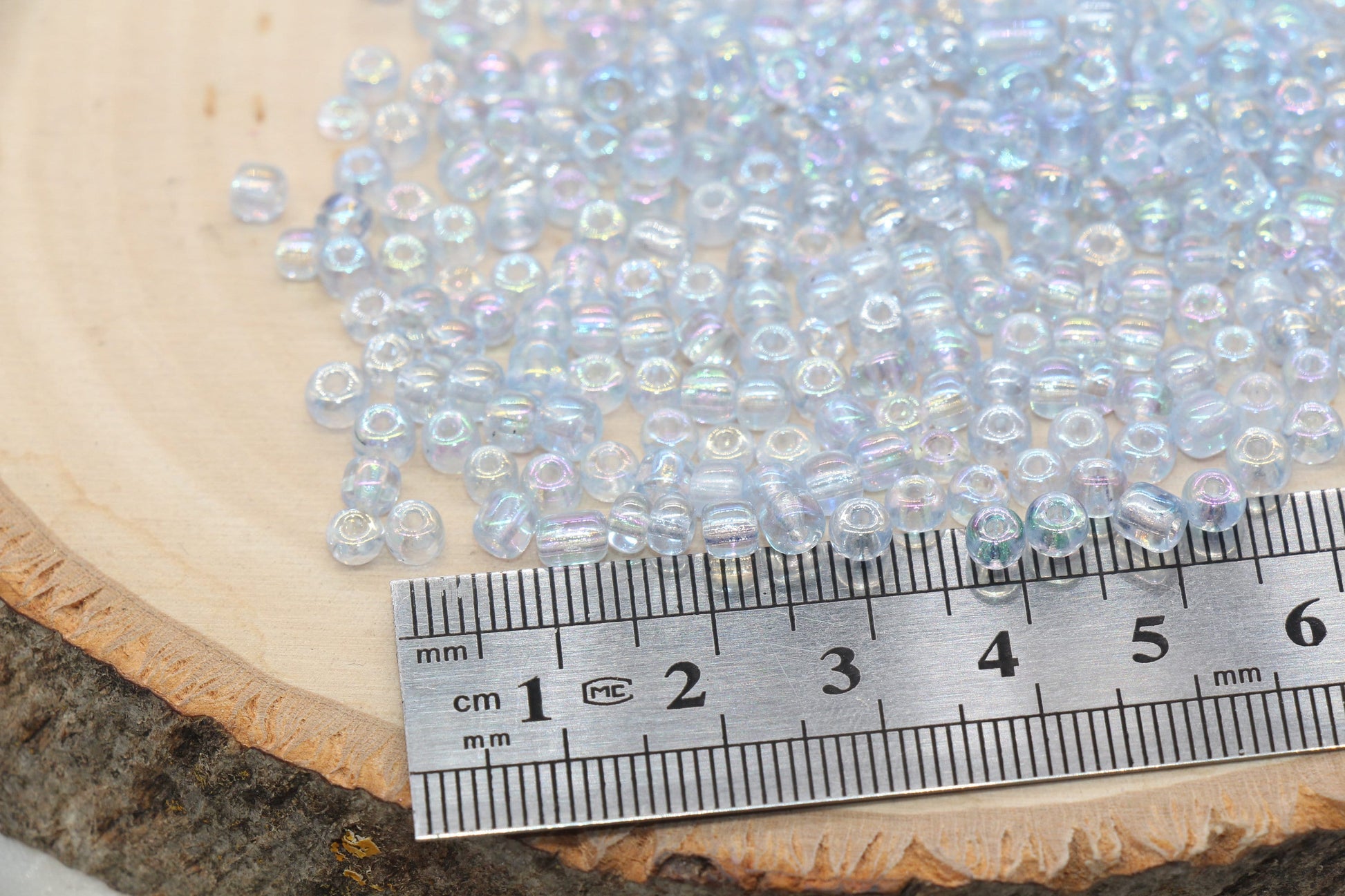 Blue Transparent AB Glass Seed Beads, 4mm 6/0 Glass Round Beads, Rainbow Trans Seed Beads, Rocailles Beads, Beading Supplies #647