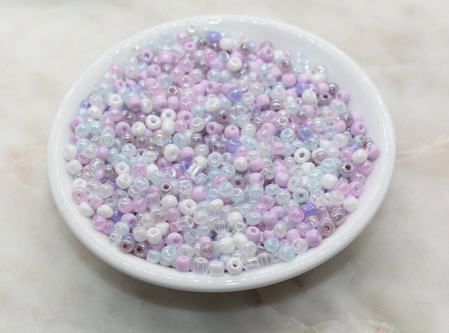 Mix Creamy Glass Seed Beads, 4mm 6/0 Glass Seed Beads, Purple and White Seed Beads, Rocailles Beads, Bracelet Beads #3066