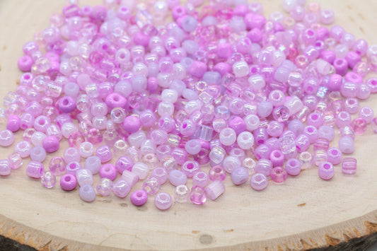 Mix Pink and Purple Glass Seed Beads, 4mm 6/0 Glass Seed Beads, Multicolor Seed Beads, Rocailles Beads, Bracelet Beads #3069