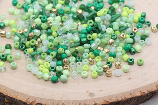 Mix Green and Gold Glass Seed Beads, Size 4mm 6/0 Glass Seed Beads, Multicolor Seed Beads, Rocailles Beads, Bracelet Beads #3085