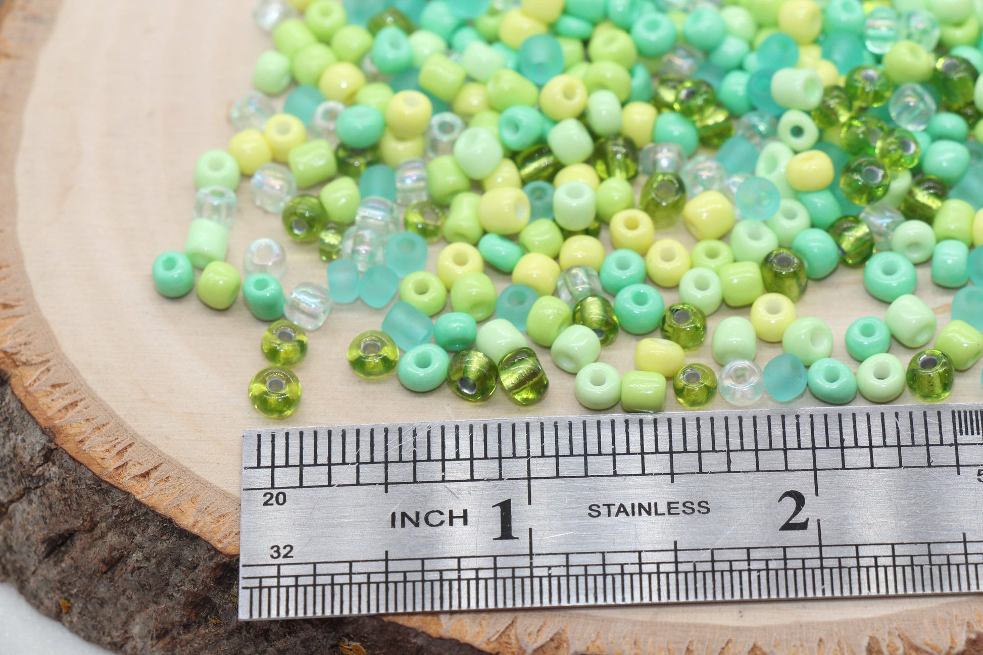 Mix Green and Yellow Glass Seed Beads, Size 4mm 6/0 Glass Seed Beads, Multicolor Seed Beads, Rocailles Beads, Bracelet Beads #3089