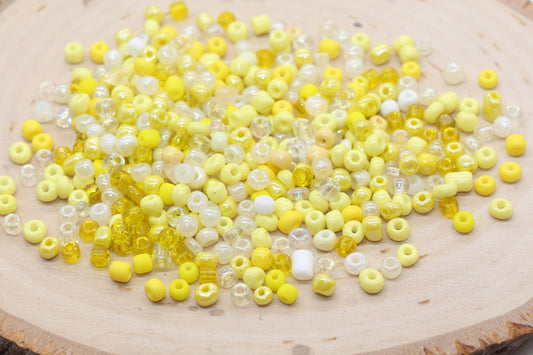 Mix Yellow and White Glass Seed Beads, Size 4mm 6/0 Glass Seed Beads, Multicolor Seed Beads, Rocailles Beads, Bracelet Beads #3094