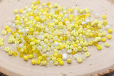 Mix Yellow and White Glass Seed Beads, Size 4mm 6/0 Glass Seed Beads, Multicolor Seed Beads, Rocailles Beads, Bracelet Beads #3094